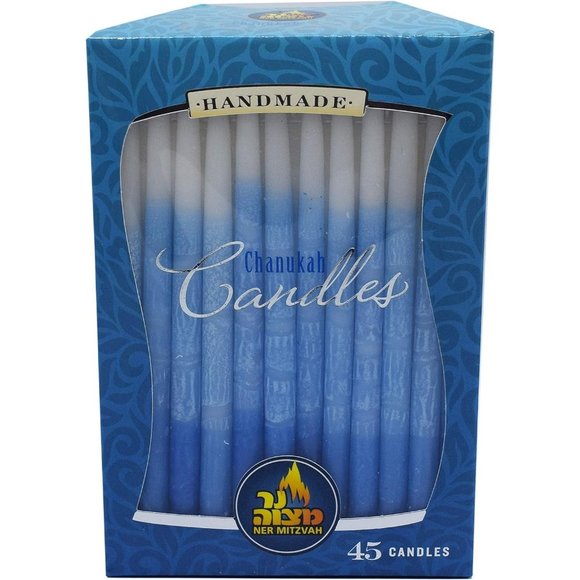 45 Tri Colored Hanukkah Candles Fits Most Menorahs Premium Quality Wax - Picture 5 of 5